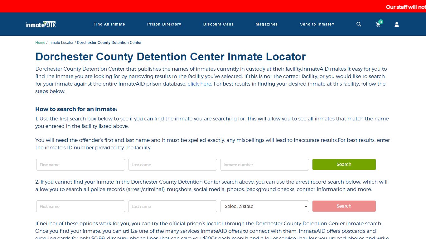 Dorchester County Detention Center Inmate Locator